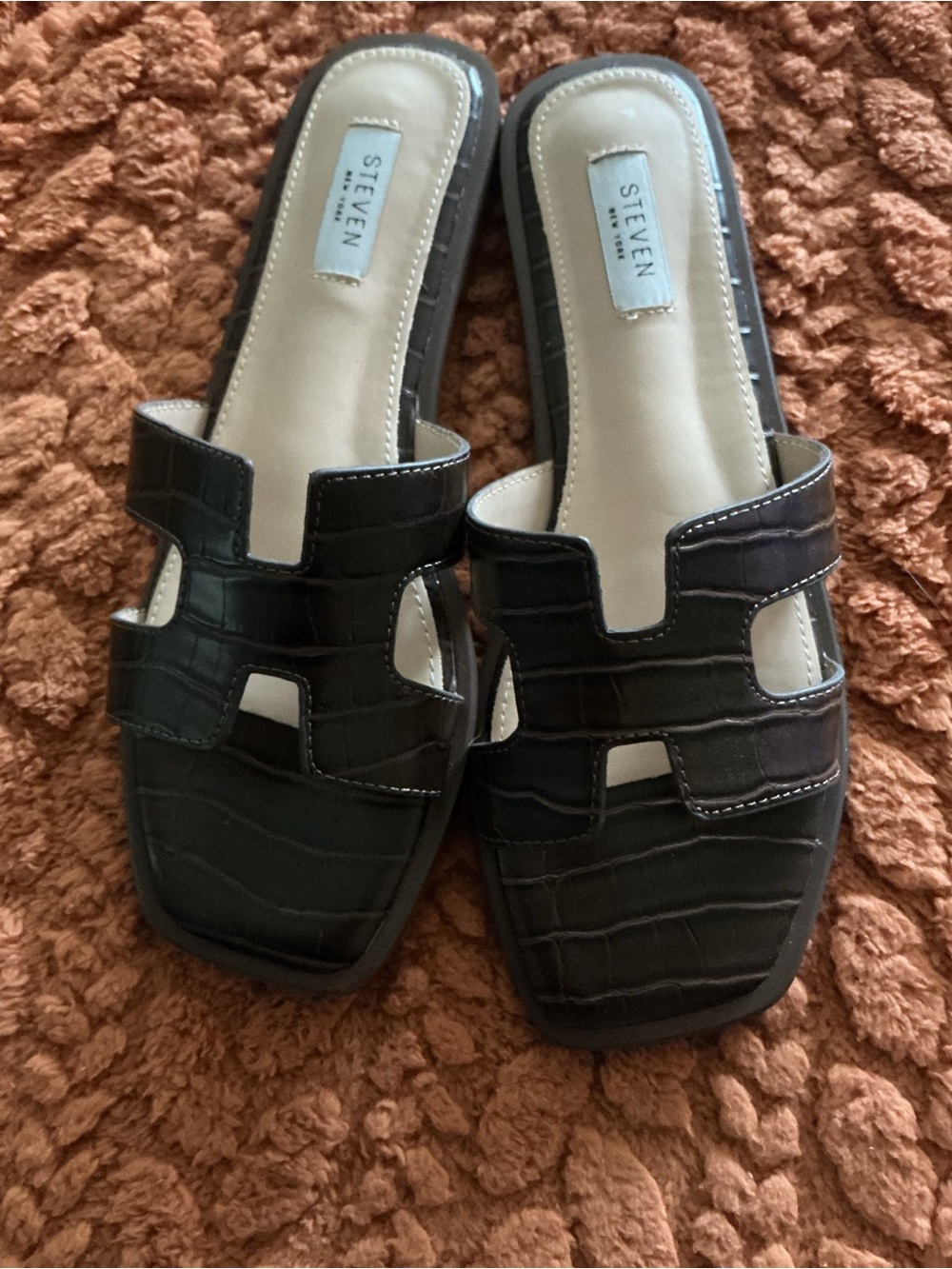 Steven Croc-Embossed Hadyn Slide Mules